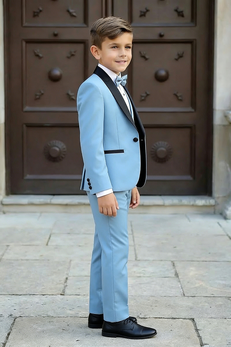 Boys Sky Blue 3-Piece Tuxedo Suit