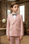 Load image into Gallery viewer, Pink Double-Breasted Gold-Button 2-Piece Suit
