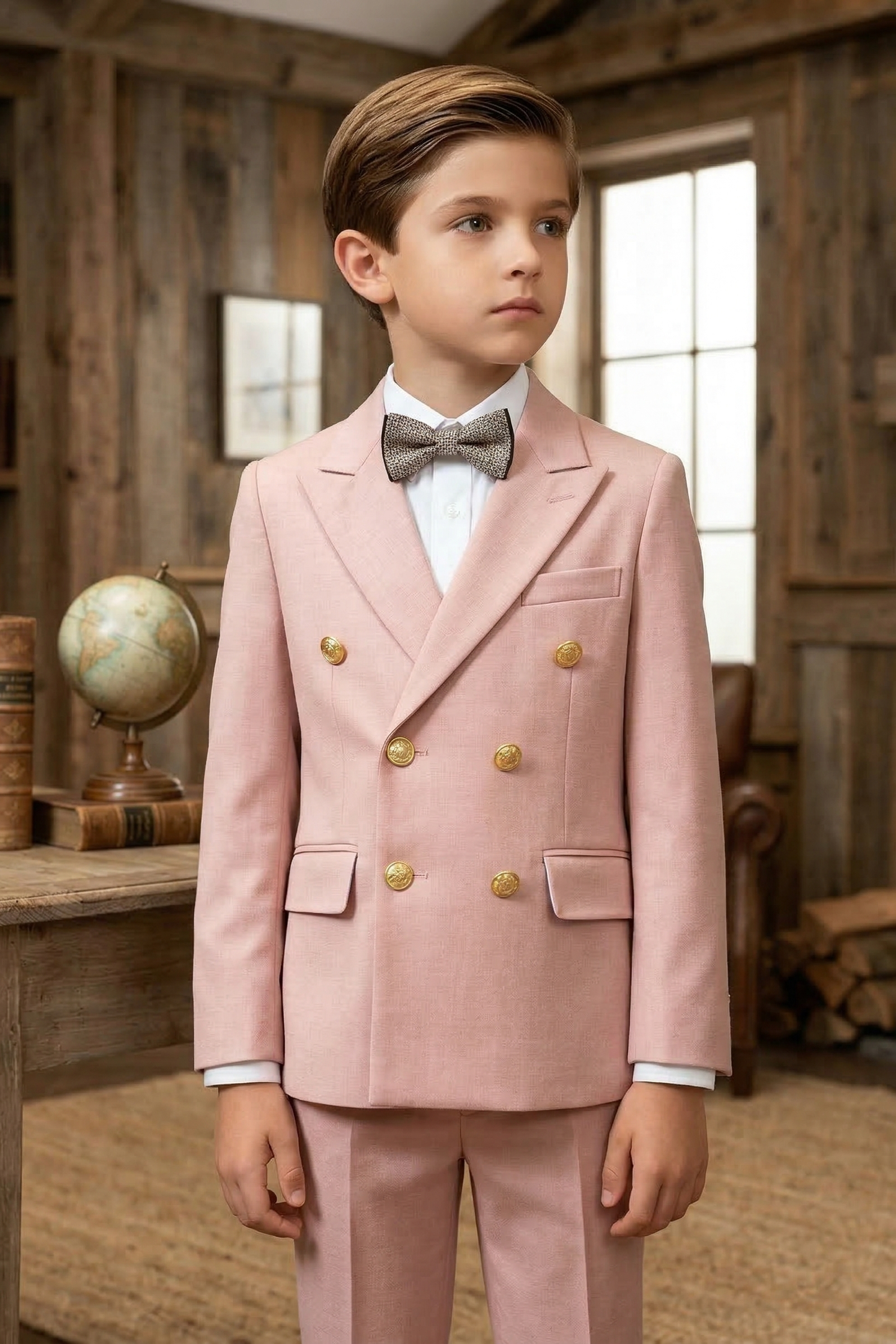 Pink Double-Breasted Gold-Button 2-Piece Suit