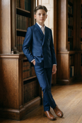 Load image into Gallery viewer, Dark Blue Double-Breasted 2-Piece Suit
