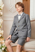Load image into Gallery viewer, Boys Light Grey Blazer & Shorts 2-piece Suit
