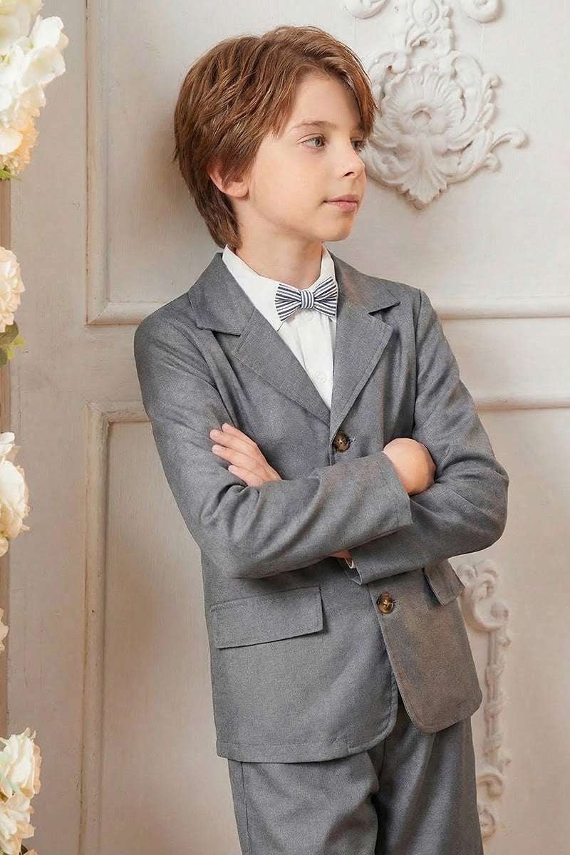 Boys Light Grey Blazer & Shorts 2-piece Suit