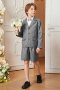 Load image into Gallery viewer, Boys Light Grey Blazer & Shorts 2-piece Suit

