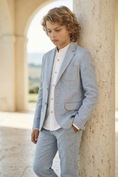 Load image into Gallery viewer, Light Blue Trimmed Single-Breasted 2-Piece Suit
