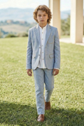 Load image into Gallery viewer, Light Blue Trimmed Single-Breasted 2-Piece Suit
