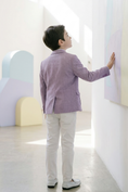 Load image into Gallery viewer, Light Purple Long-Sleeved Suit Jacket
