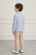 Load image into Gallery viewer, Light Blue Striped Single-Breasted Suit Jacket

