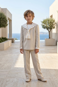 Load image into Gallery viewer, Light Khaki Satin Sailor Collar 2-Piece Set
