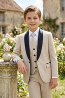 Khaki And Black Single-Breasted 3-Piece Suit