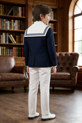 Load image into Gallery viewer, Boys Navy Sailor Collar 2-Piece Suit
