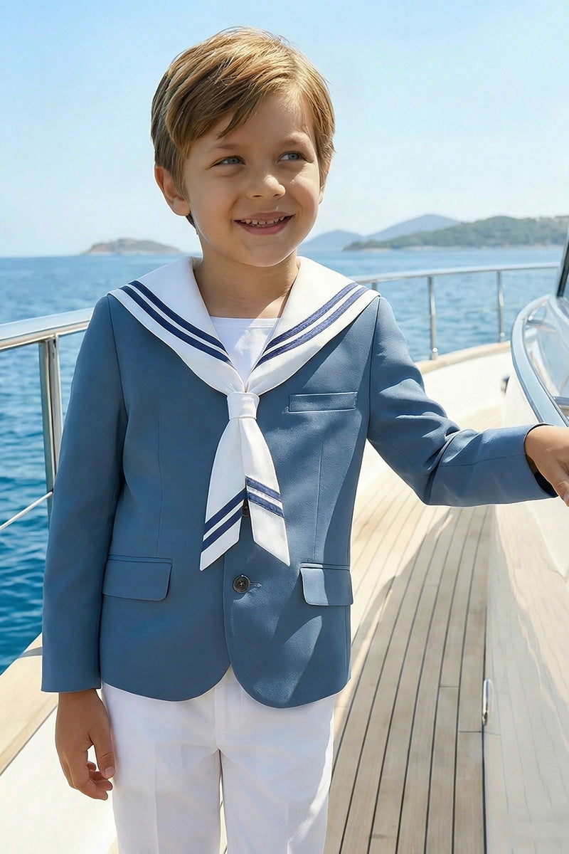 Boys Light Blue Sailor Collar 2-Piece Suit