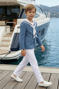 Load image into Gallery viewer, Boys Light Blue Sailor Collar 2-Piece Suit
