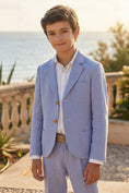 Load image into Gallery viewer, Boys Light Blue Linen 2-Piece Suit
