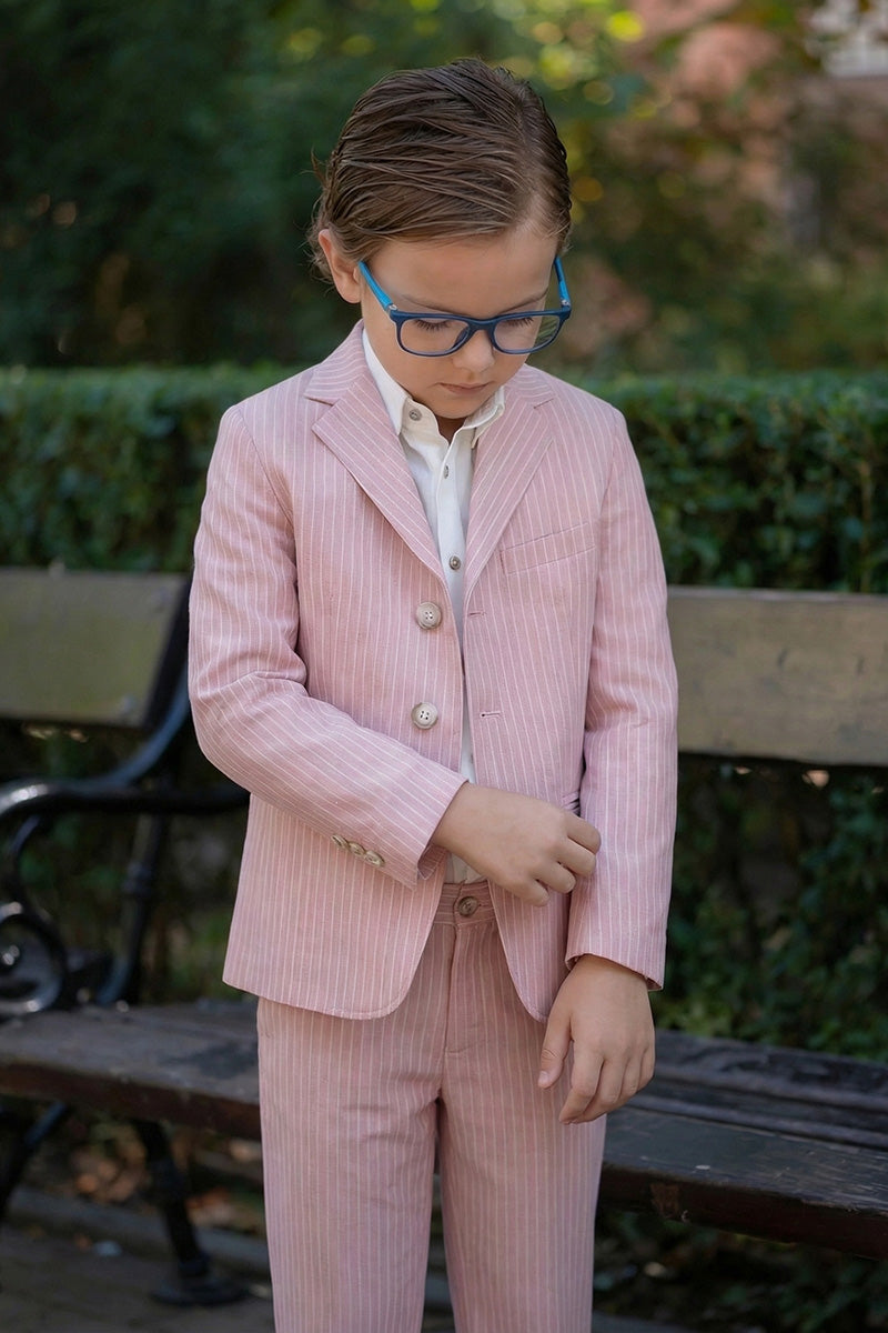 Boys Dusty Pink Pinstripe 2-Piece Suit