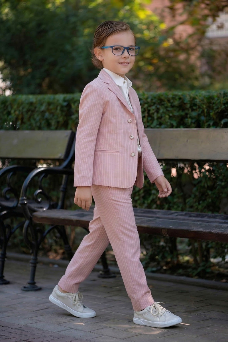Boys Dusty Pink Pinstripe 2-Piece Suit