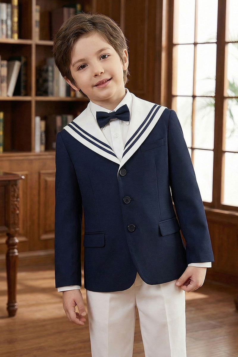 Boys Navy Sailor Collar 2-Piece Suit