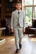 Load image into Gallery viewer, Boys Light Grey Textured 3-Piece Suit
