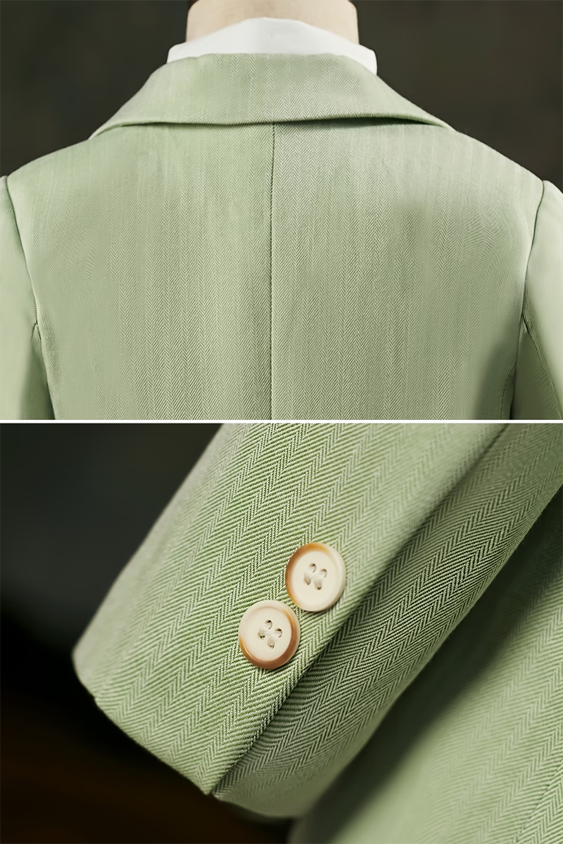 Boys Sage Green Double-Breasted 2-Piece Suit