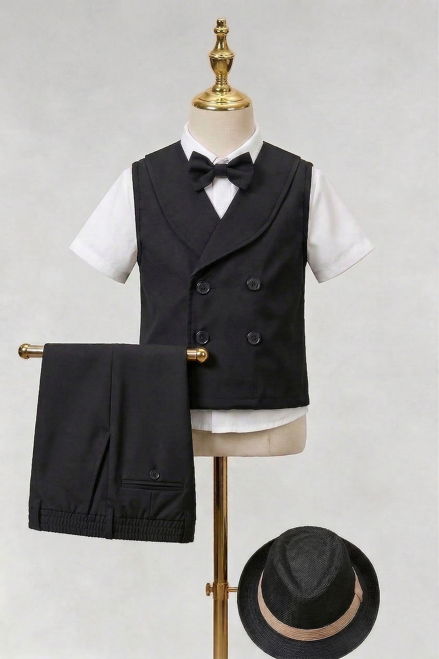 Black Double-Breasted Shorts 2-Piece Set