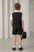 Bild in Galerie-Betrachter laden, Black Double-Breasted Shorts 2-Piece Set
