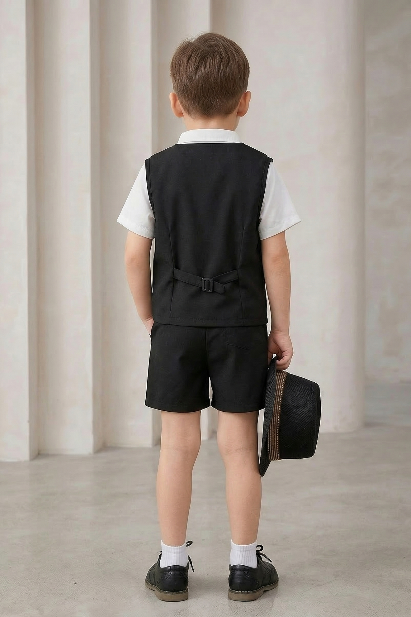 Black Double-Breasted Shorts 2-Piece Set