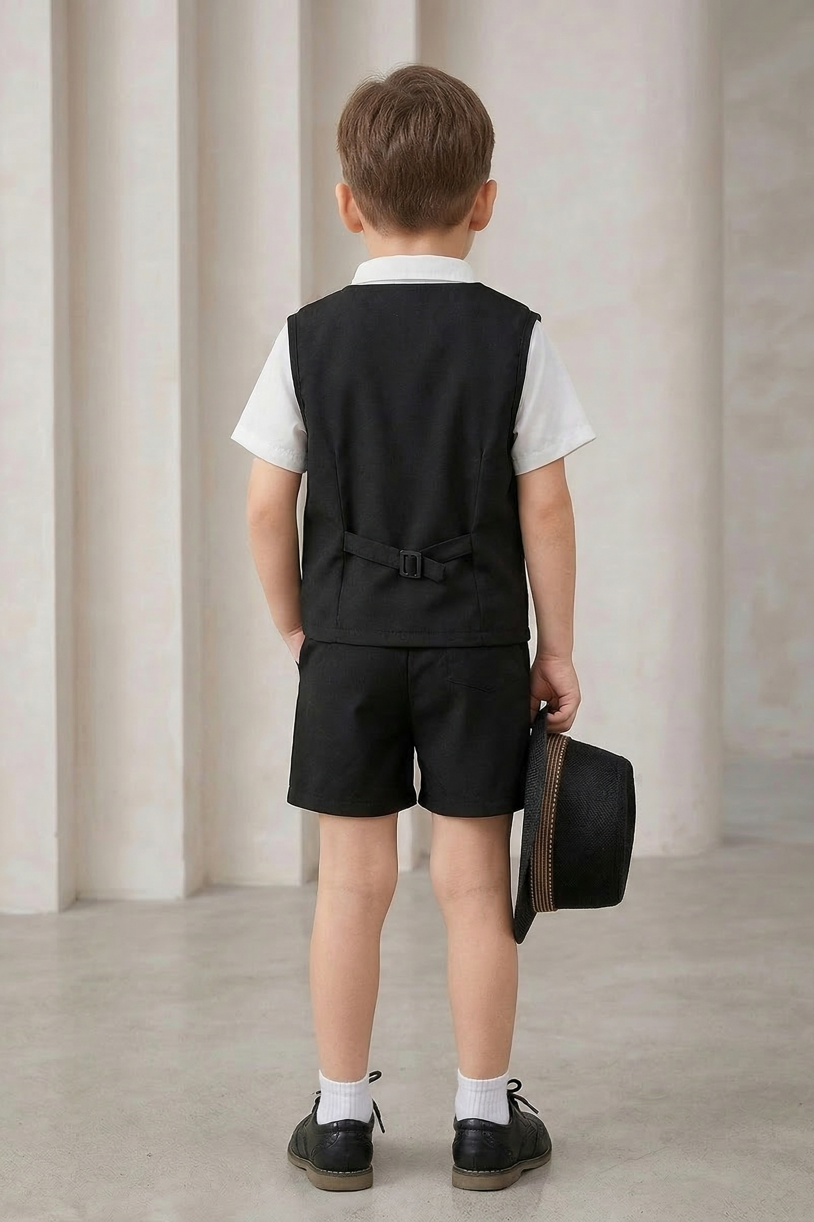 Black Double-Breasted Shorts 2-Piece Set