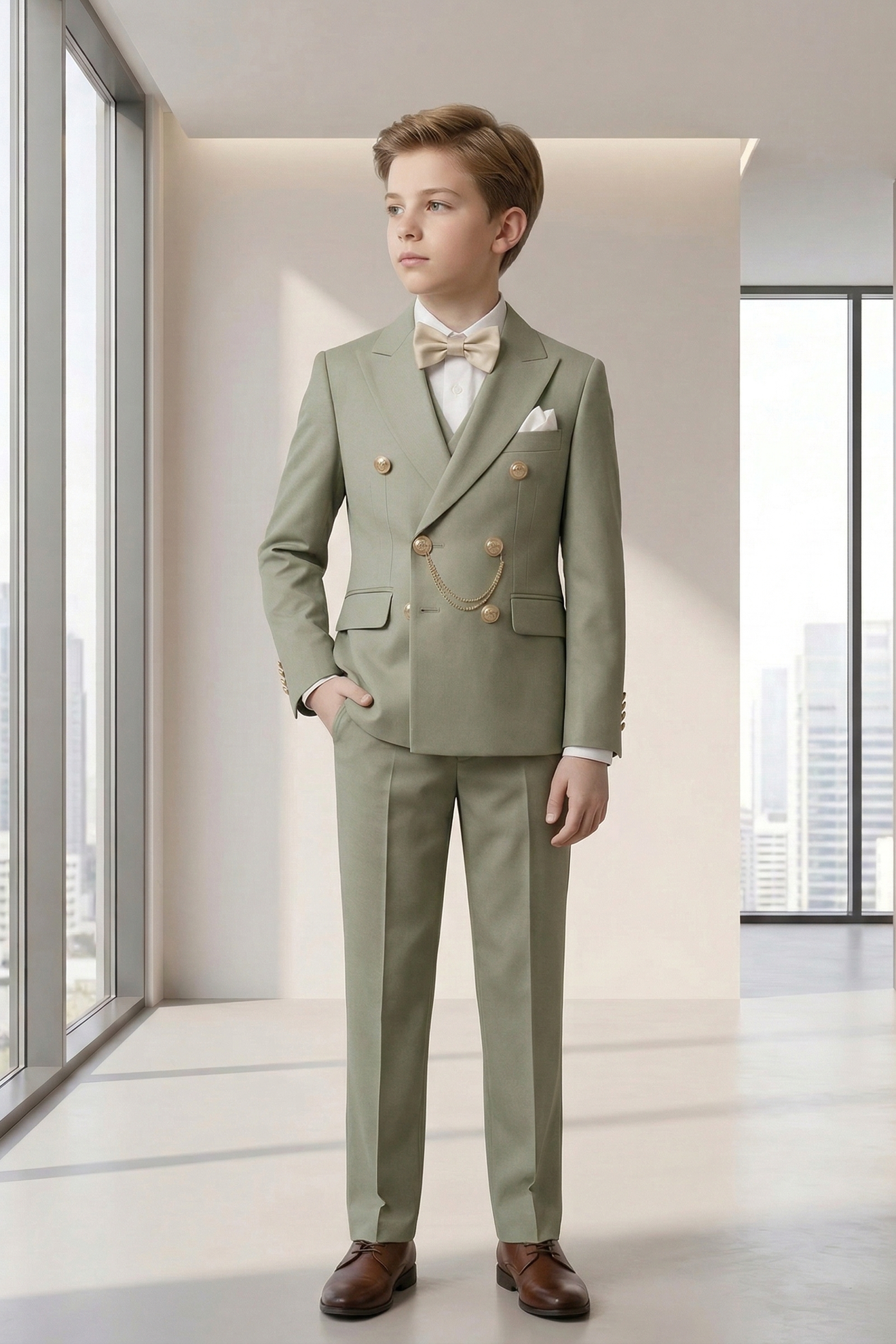 Matcha Green Double-Breasted 2-Piece Suit