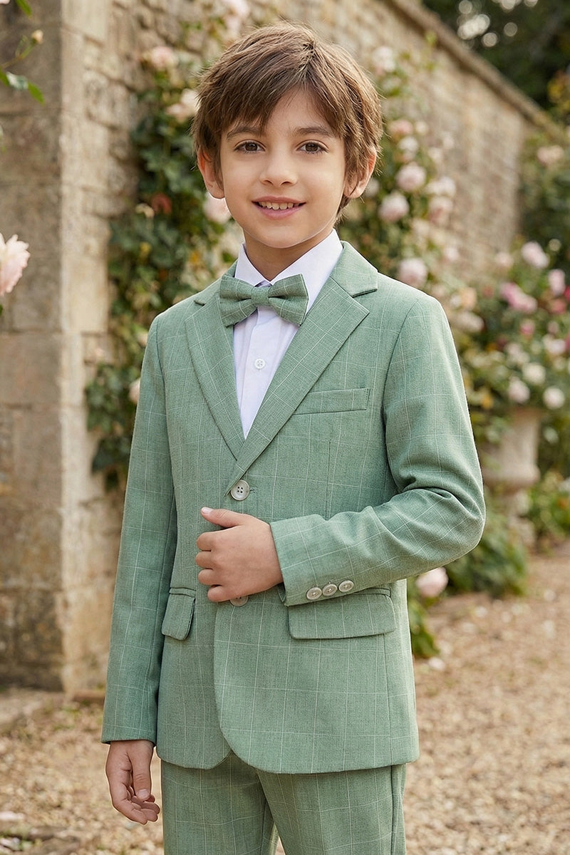 Boys Sage Green Check 2-Piece Suit