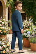 Gallery viewerに画像を読み込む, Boys Steel Blue Wrap-Front 2-Piece Suit
