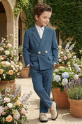 Gallery viewerに画像を読み込む, Boys Steel Blue Wrap-Front 2-Piece Suit
