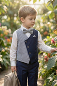 Load image into Gallery viewer, Boys Two-Tone Contrast Vest & Navy Trousers Set
