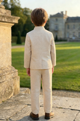 Bild in Galerie-Betrachter laden, Boys Beige Linen Mandarin Collar 2-Piece Suit
