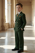 Load image into Gallery viewer, Boys Green Pinstripe Double-breasted 2-piece Suits
