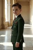 Load image into Gallery viewer, Boys Green Pinstripe Double-breasted 2-piece Suits
