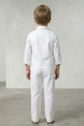 Load image into Gallery viewer, White V-Neck Cotton Linen Double-Breasted 2-Piece Set
