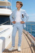 Bild in Galerie-Betrachter laden, Boys Light Blue Seersucker 2-Piece Suit
