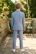 Cargar la imagen en la vista de la galería, Boys Light Blue Linen-Blend 3-Piece Suit
