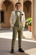 Cargar la imagen en la vista de la galería, Boys Ivory & Olive Contrast 3-Piece Suit
