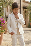 Bild in Galerie-Betrachter laden, Boys Beige Pinstripe Linen-Blend 2-Piece Suit
