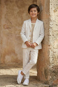 Bild in Galerie-Betrachter laden, Boys Beige Pinstripe Linen-Blend 2-Piece Suit
