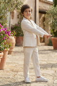 Bild in Galerie-Betrachter laden, Boys Beige Pinstripe Linen-Blend 2-Piece Suit
