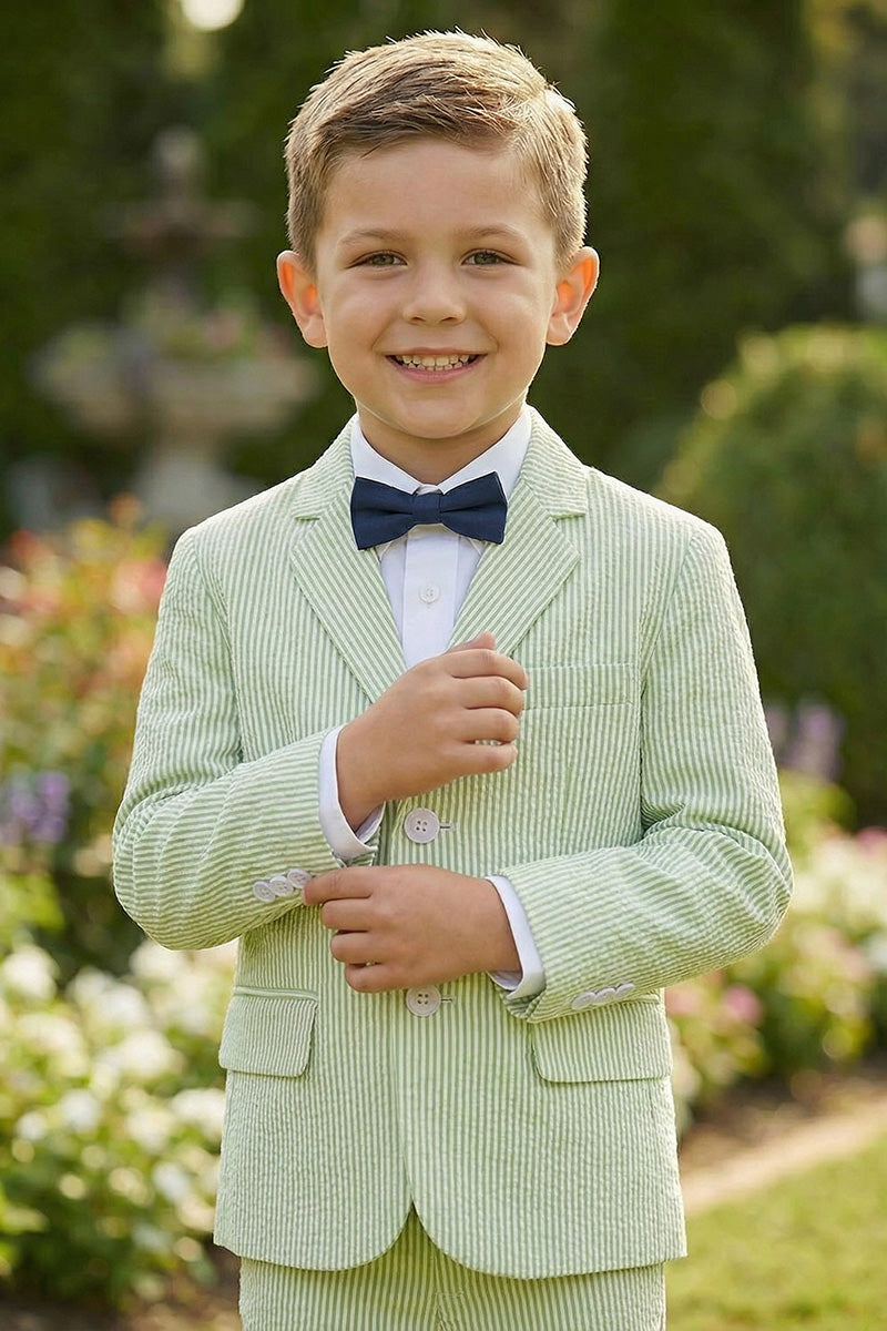 Boys Light Green Seersucker  2-Piece Suit