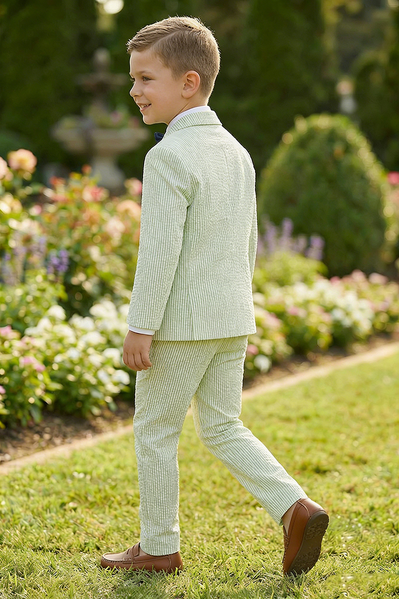 Boys Light Green Seersucker  2-Piece Suit