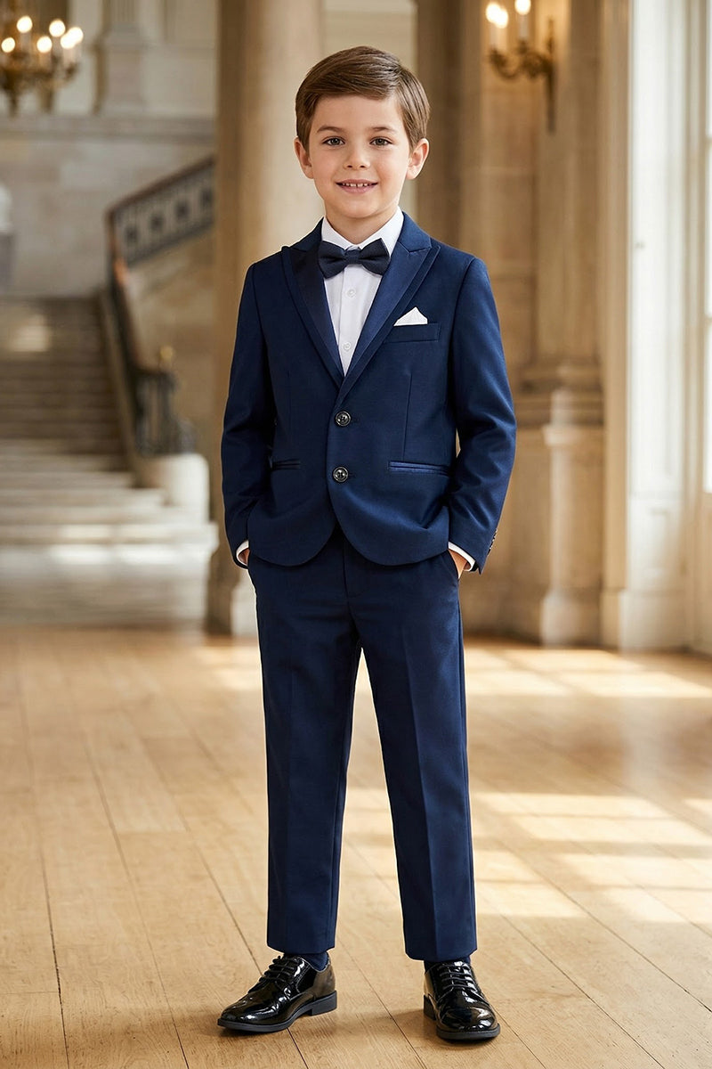 Boys Navy Blue 2-Piece Suit for Formal Weddings