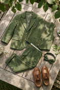 Load image into Gallery viewer, Boys Olive Green Textured 3-Piece Suit
