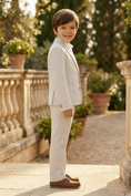 Cargar la imagen en la vista de la galería, Boys Beige Seersucker 2-Piece Suit
