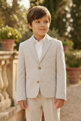 Cargar la imagen en la vista de la galería, Boys Beige Seersucker 2-Piece Suit
