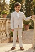 Cargar la imagen en la vista de la galería, Boys Beige Seersucker 2-Piece Suit

