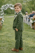 Load image into Gallery viewer, Boys Olive Green Textured 3-Piece Suit

