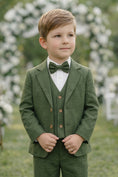 Load image into Gallery viewer, Boys Olive Green Textured 3-Piece Suit
